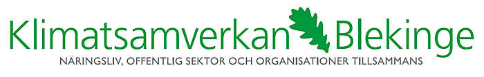 Logga med texten Klimatsamverkan Blekinge - näringsliv, offentlig sektor och organisationer tillsammans.